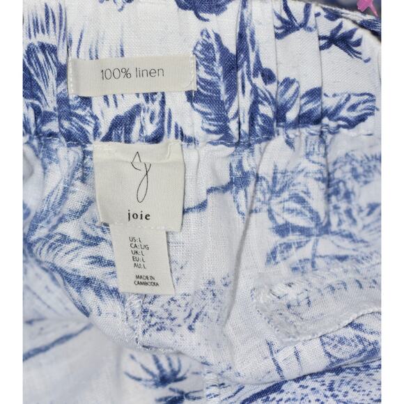 Joie Designer Linen Wide-Leg Tropical Print Relaxed Lightweight Pants Size L - Picture 5 of 6